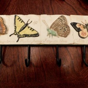 Butterfly Resin Coat, Hat, Purse Hanger Hen Feathers and Company